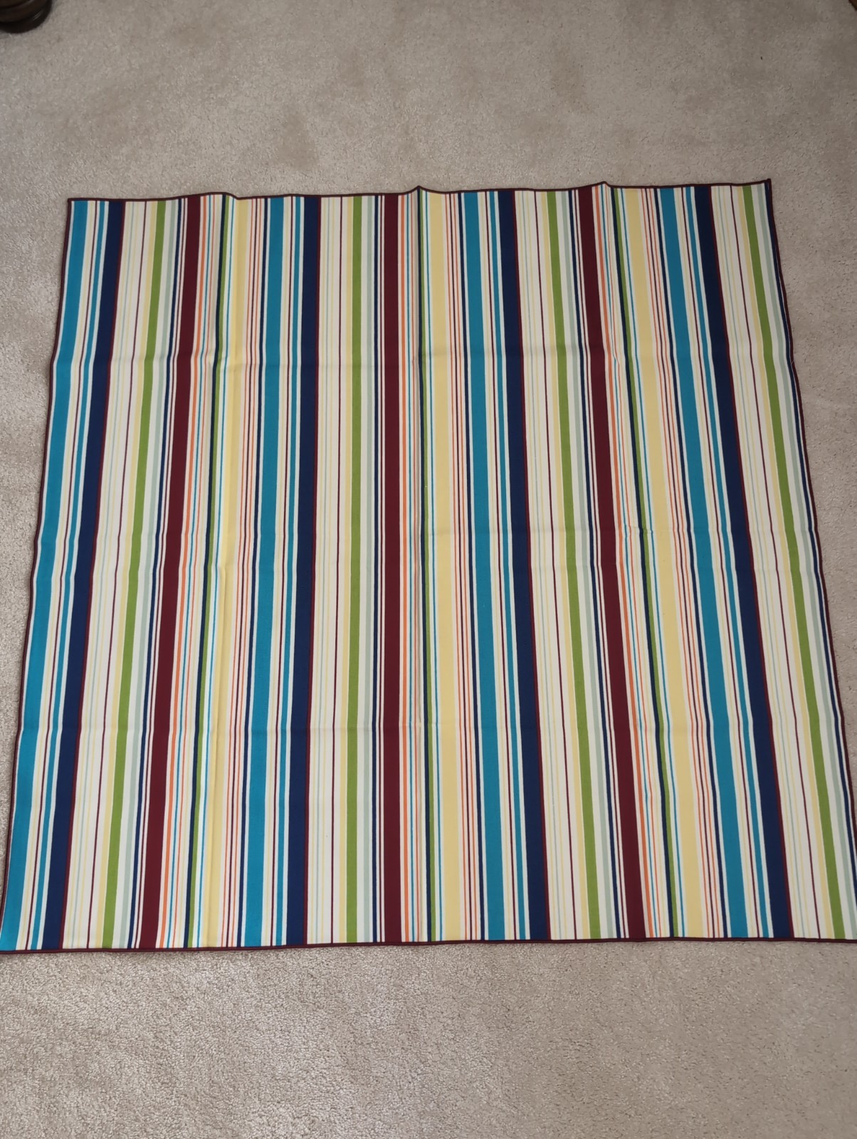 Longaberger 36" Summertime Stripe Fabric Table Square/Overlay PICNIC CAMP BEACH