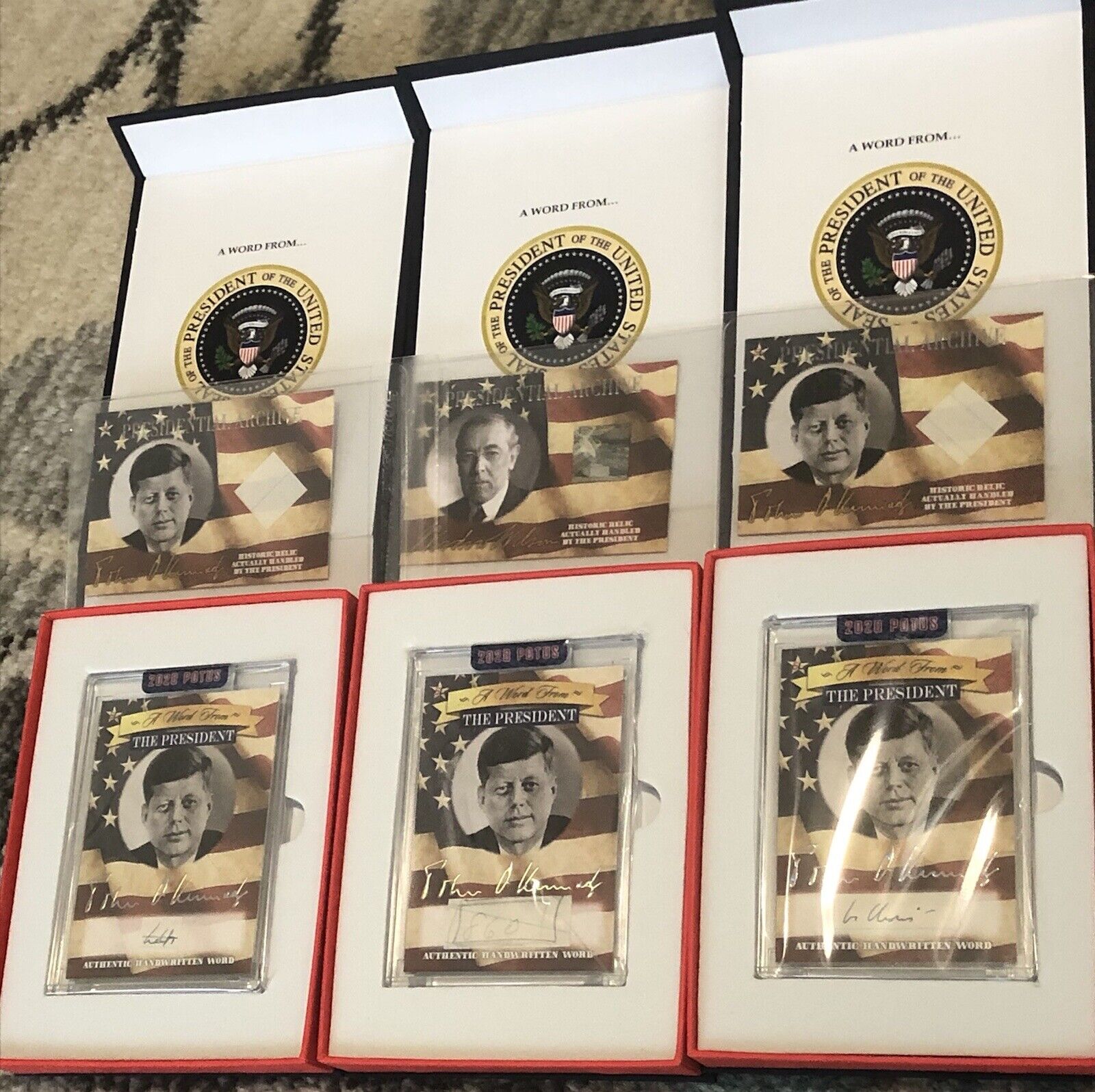 A Word From The President JFK John F Kennedy LOT (3) 2020 POTUS With Boxes Relic