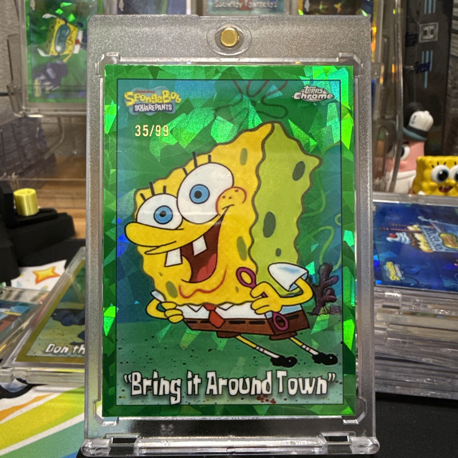 2025 Topps Chrome Spongebob Sapphire Bring It Around Town 35:99 Green #85
