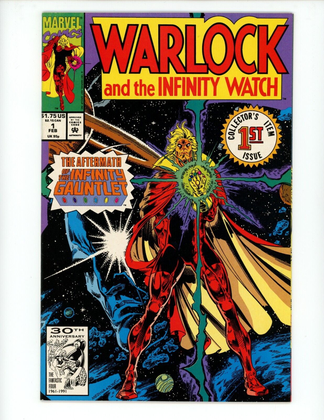 Warlock and the Infinity Watch #1 1992 VF+ Jim Starlin Angel Medina Marvel Adam