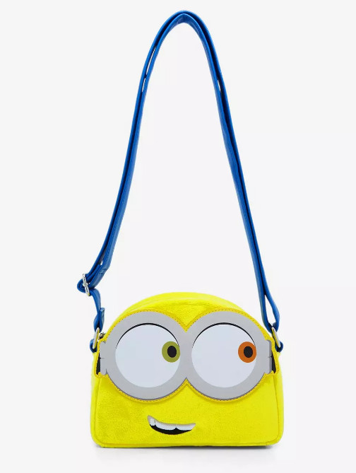 Loungefly Crossbody: Minions Despicable Me Bob Cosplay Fuzzy Yellow Bag Purse Loungefly Crossbody: Minions Despicable Me Bob Cosplay Fuzzy Yellow Bag Purse
