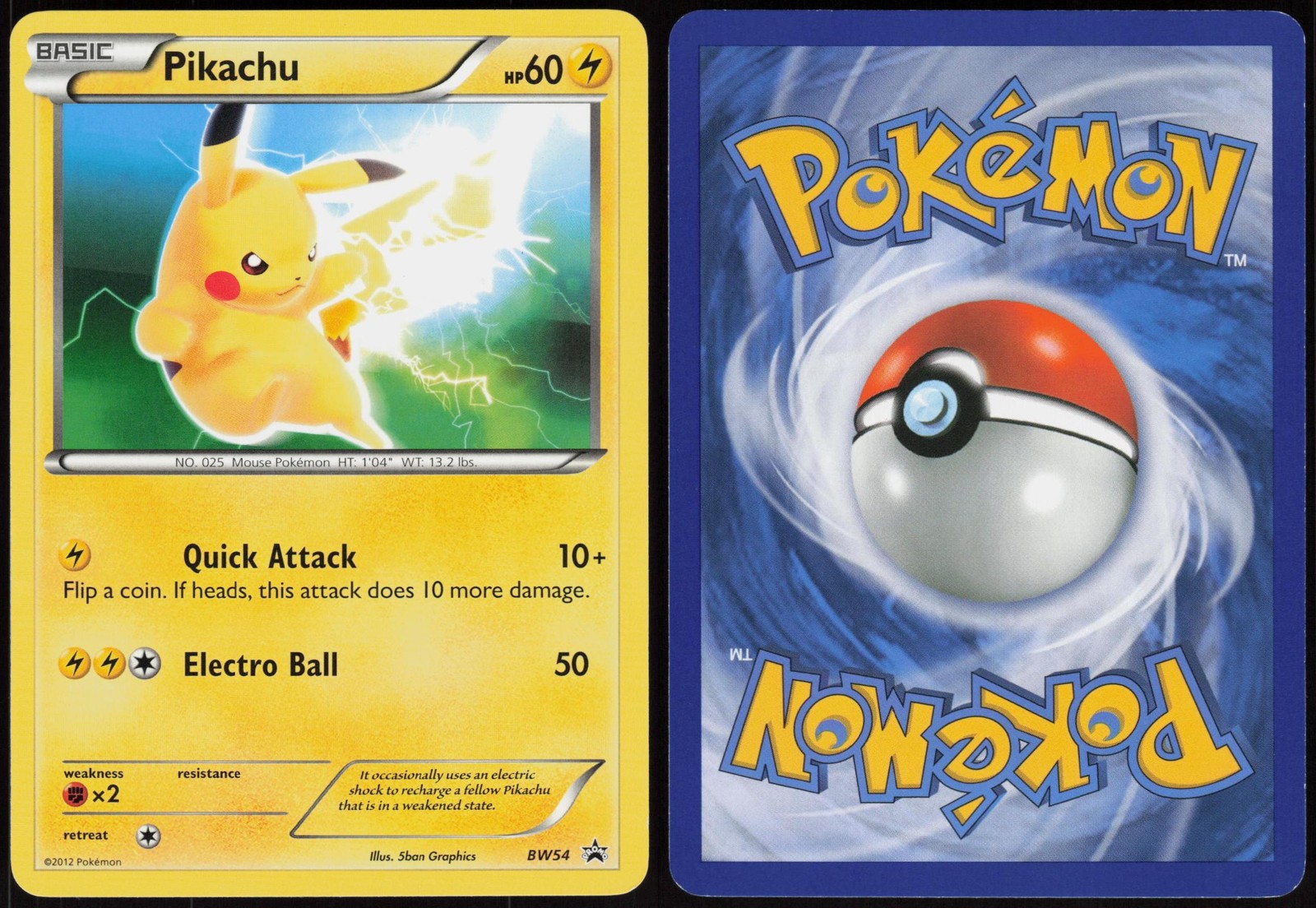 Pikachu BW54 Rare Black And White Promo Near Mint