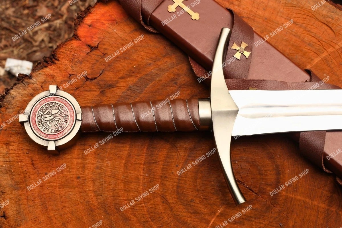 Knight Templar Sword Crusader Medieval Knight Replica Steel Blade with Scabbard Knight Templar Sword Crusader Medieval Knight Replica Steel Blade with Scabbard