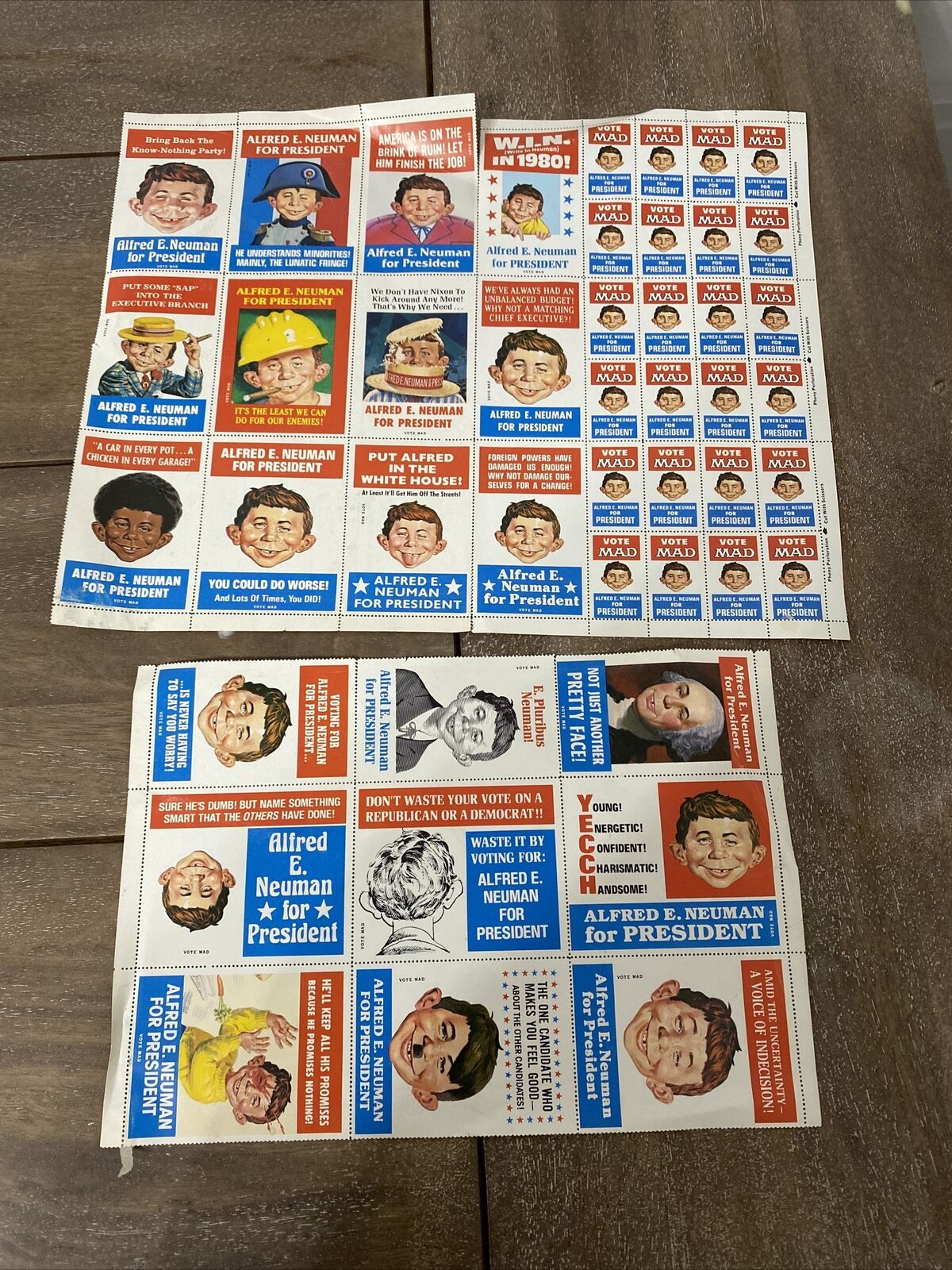 MAD Magazine Alfred E. Neuman For President 1980 Stickers Stamps