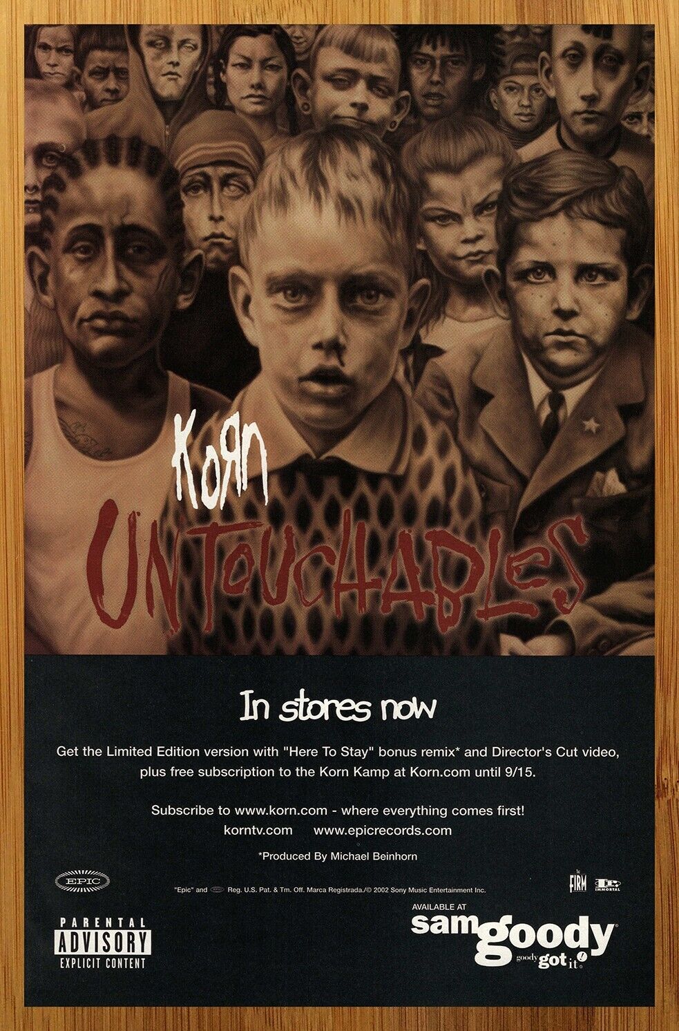 2002 Korn Untouchables Vintage Print Ad/Poster Album CD LP Music Promo Art 00s