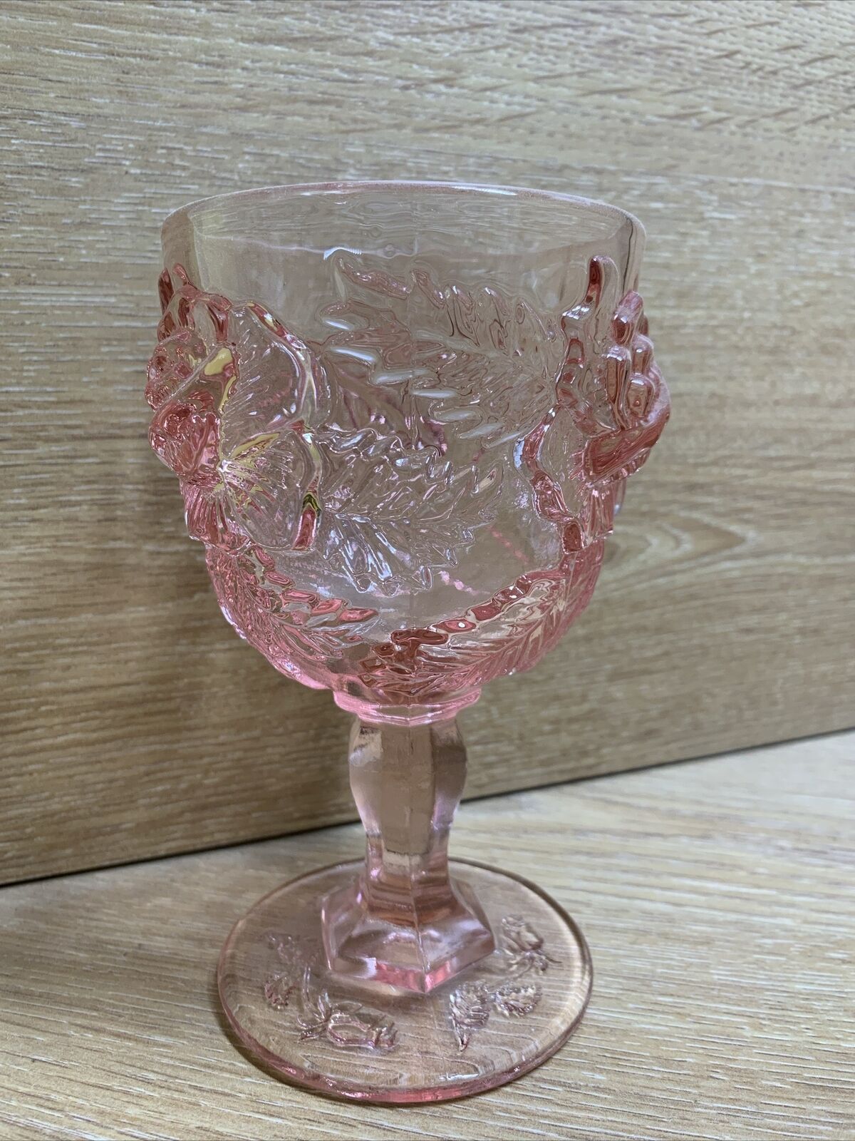 Vintage Madonna Inn Pink Fenton Wild Rose Glass Water Goblet