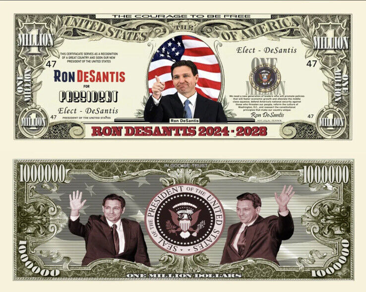 ✅ Ron DeSantis 2024 Presidential 10 Pack 1 Million Dollar Bills Collectible ✅