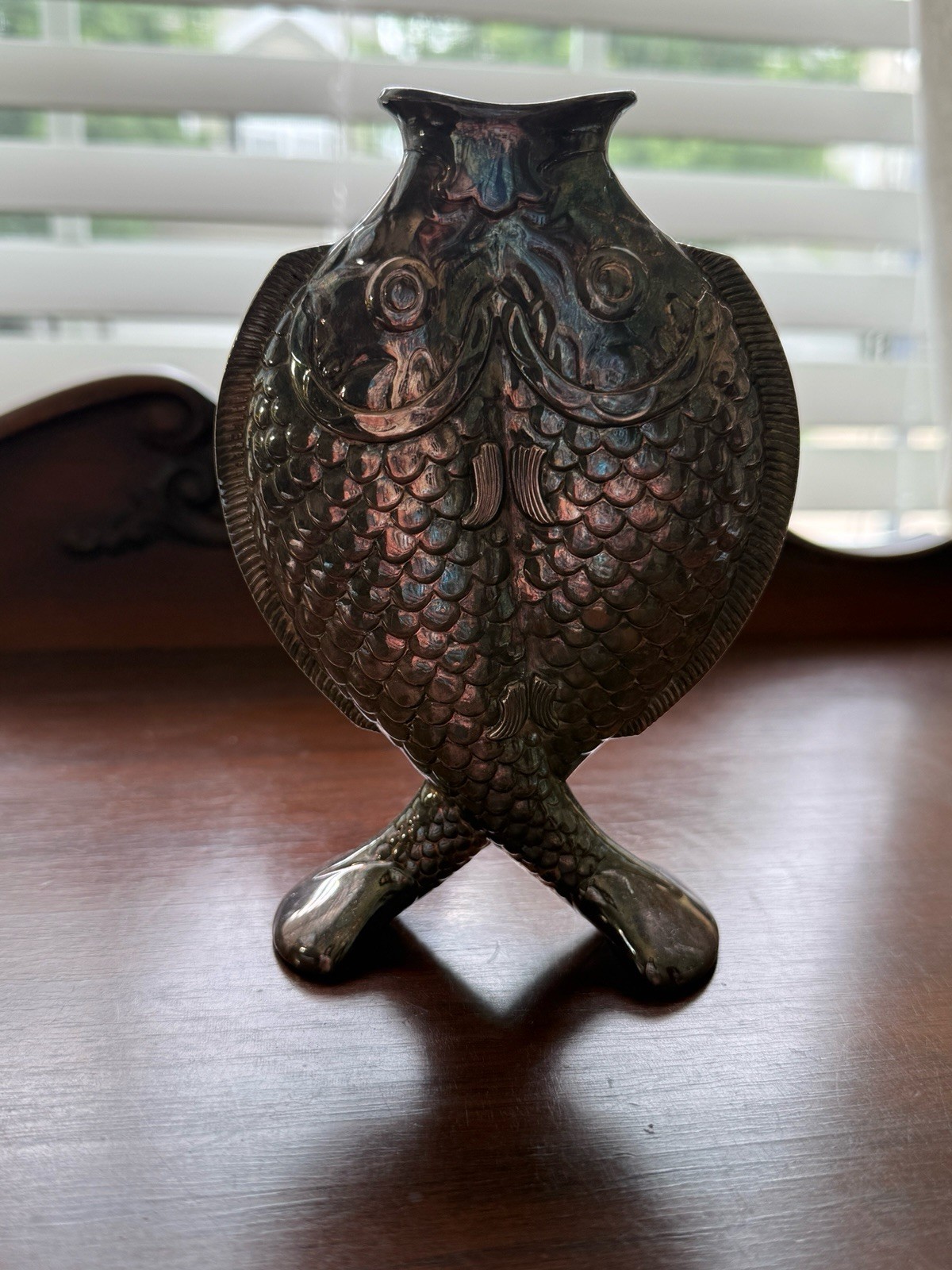 Vintage CHRISTOFLE France DEUX POISSONS Double Fish Silver Plated Vase Vintage CHRISTOFLE France DEUX POISSONS Double Fish Silver Plated Vase