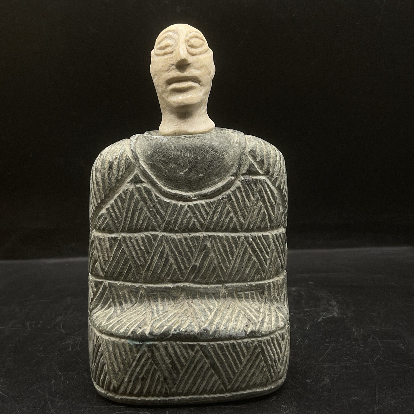 Ancient Bactrain Kingdom Chlorite Margiana Seated Stone Idol In Good Condition