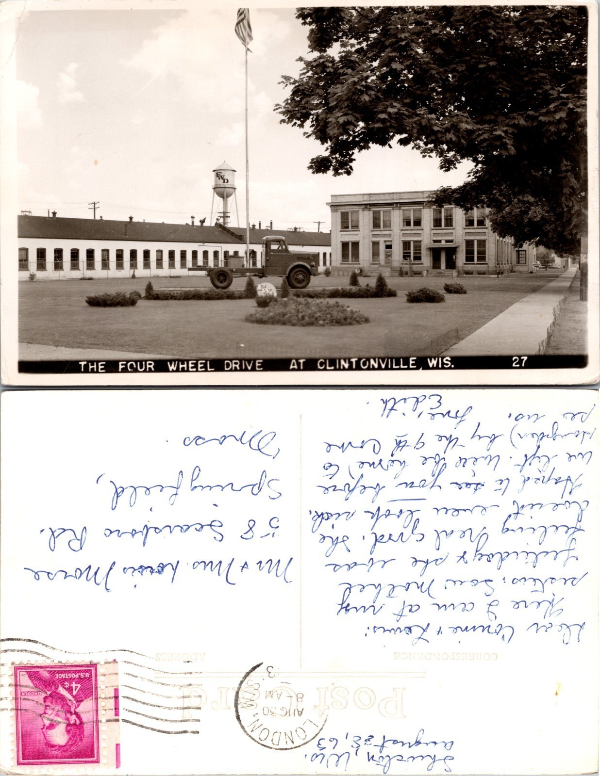 Vintage FWD Four Wheel Drive Clintonville WI Real Photo Postcard 1963 RPPC Vintage FWD Four Wheel Drive Clintonville WI Real Photo Postcard 1963 RPPC