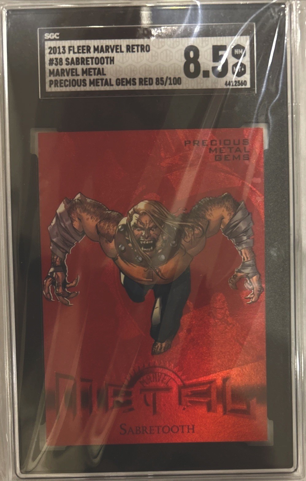 2013 MARVEL FLEER RETRO PRECIOUS METAL GEMS RED PMG /100 SABRETOOTH SGC 8.5
