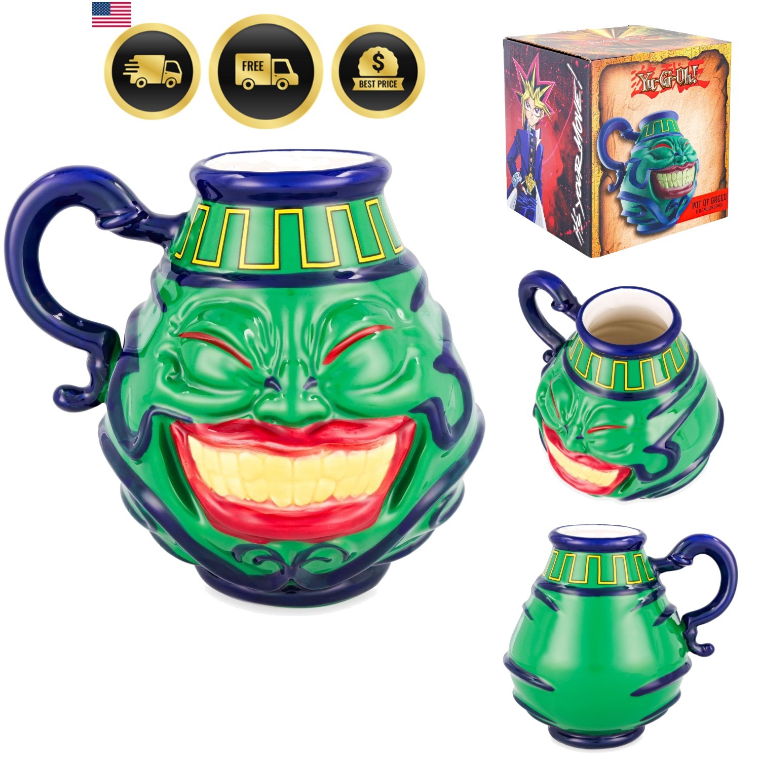 Yu-Gi-Oh Pot Of Greed Sculpted Ceramic Coffee Mug | Holds 11 Ounces Yu-Gi-Oh Pot Of Greed Sculpted Ceramic Coffee Mug | Holds 11 Ounces
