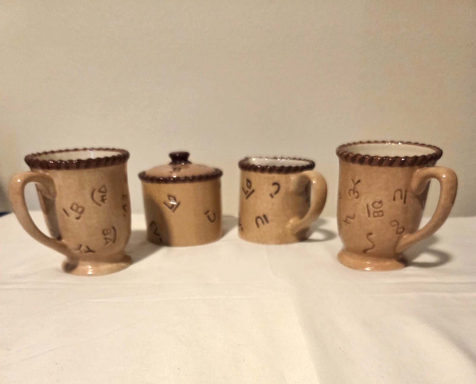 Montana Lifestyles Silversmith Branded Creamer & Sugar Bowl/ Two Coffee Mugs Montana Lifestyles Silversmith Branded Creamer & Sugar Bowl/ Two Coffee Mugs