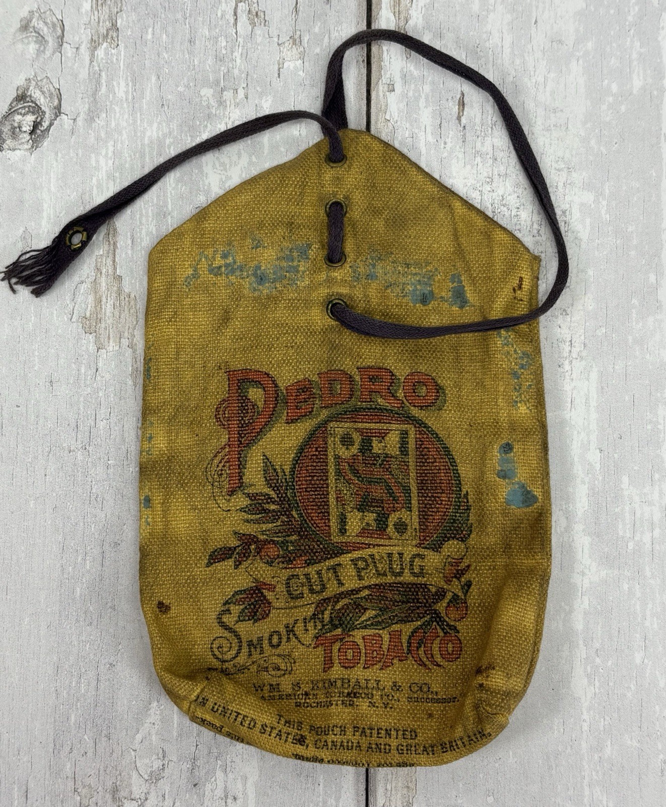 Antique Pedro Cut Plug Tobacco Pouch EMPTY Factory No 1 New York Advertising Bag Antique Pedro Cut Plug Tobacco Pouch EMPTY Factory No 1 New York Advertising Bag