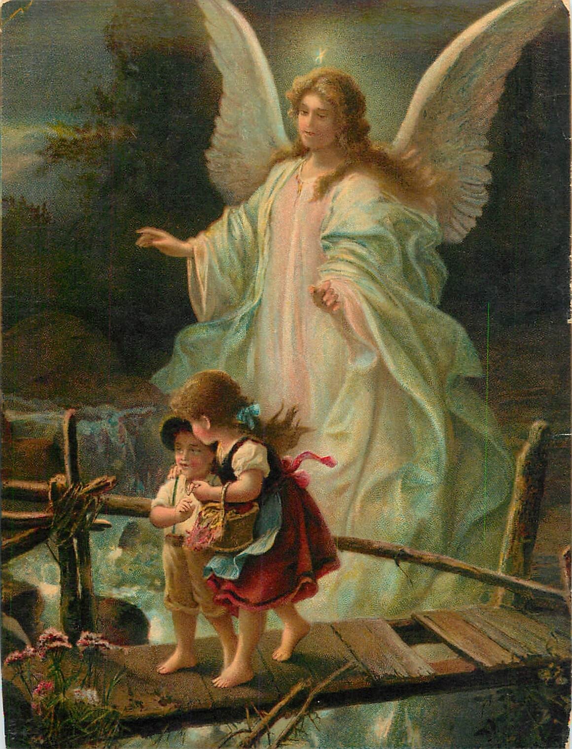 BB002 Religious antique chromo devotion children guardian angel BB002 Religious antique chromo devotion children guardian angel