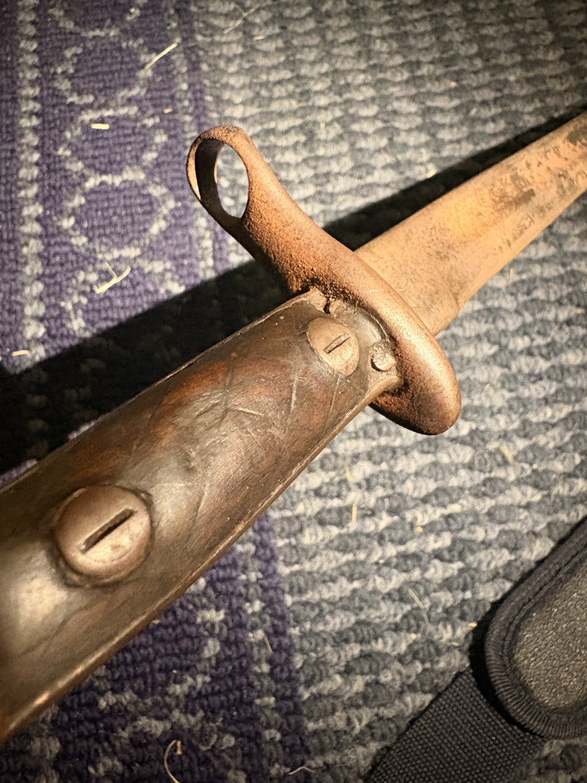 WWI Era US M1917 / British P1913 Bayonet 17” Blade Wood Grips Original Antique