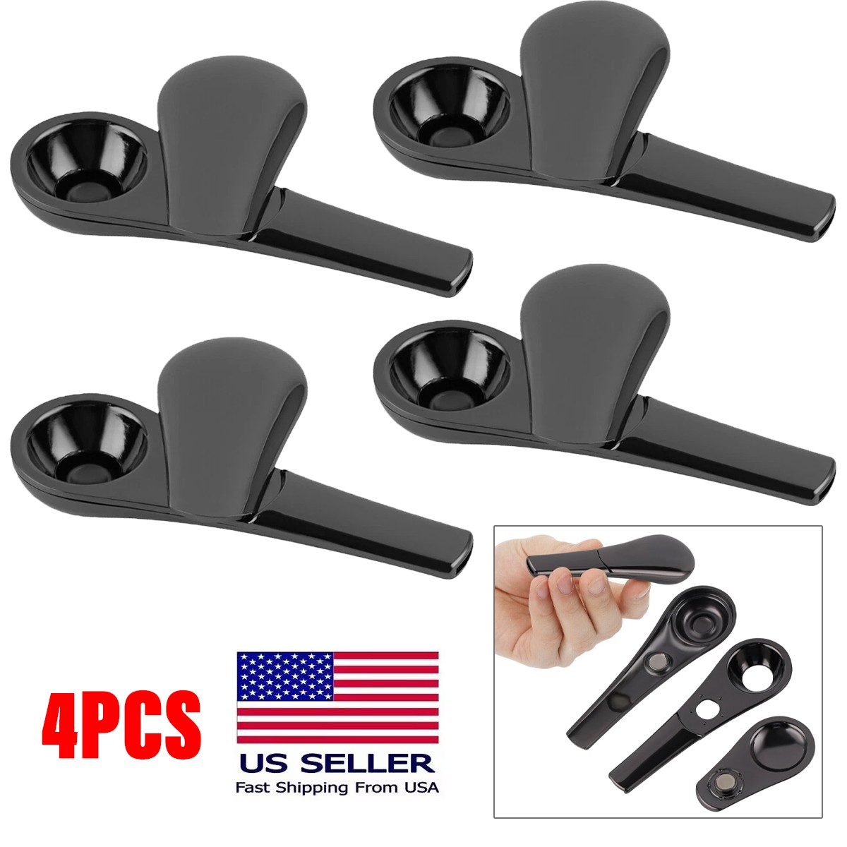 4PCS Portable Smoking Pipe Magnetic Metal Spoon Silver for Men Gift FreeShipping 4PCS Portable Smoking Pipe Magnetic Metal Spoon Silver for Men Gift FreeShipping