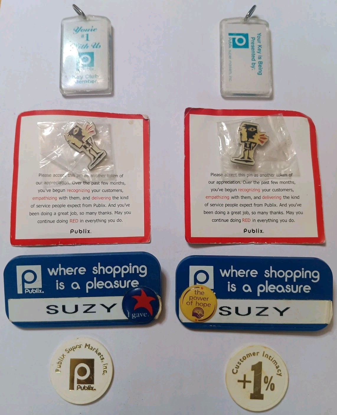 Publix Supermarkets Memorabilia Pin Keychain Name Tag Token Collector Lot Of 4