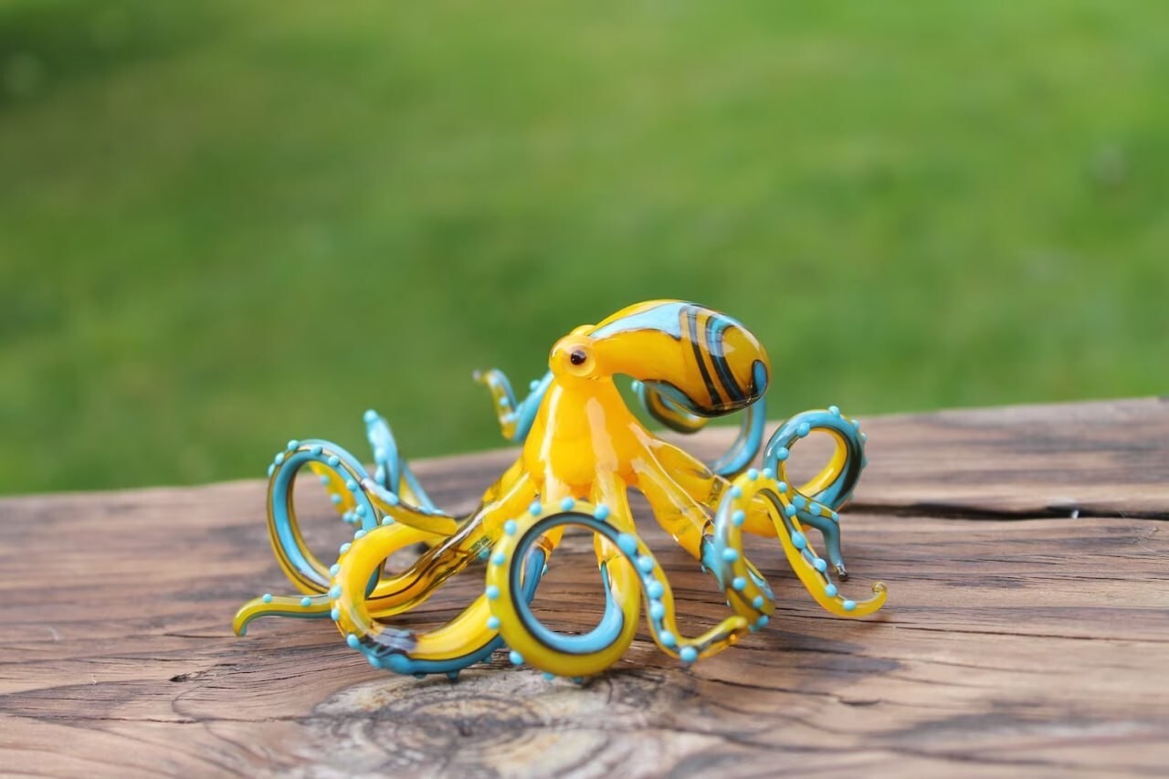 Blown Glass Octopus glass figurine Octopus Glass Ocean Octopus Kraken Glass