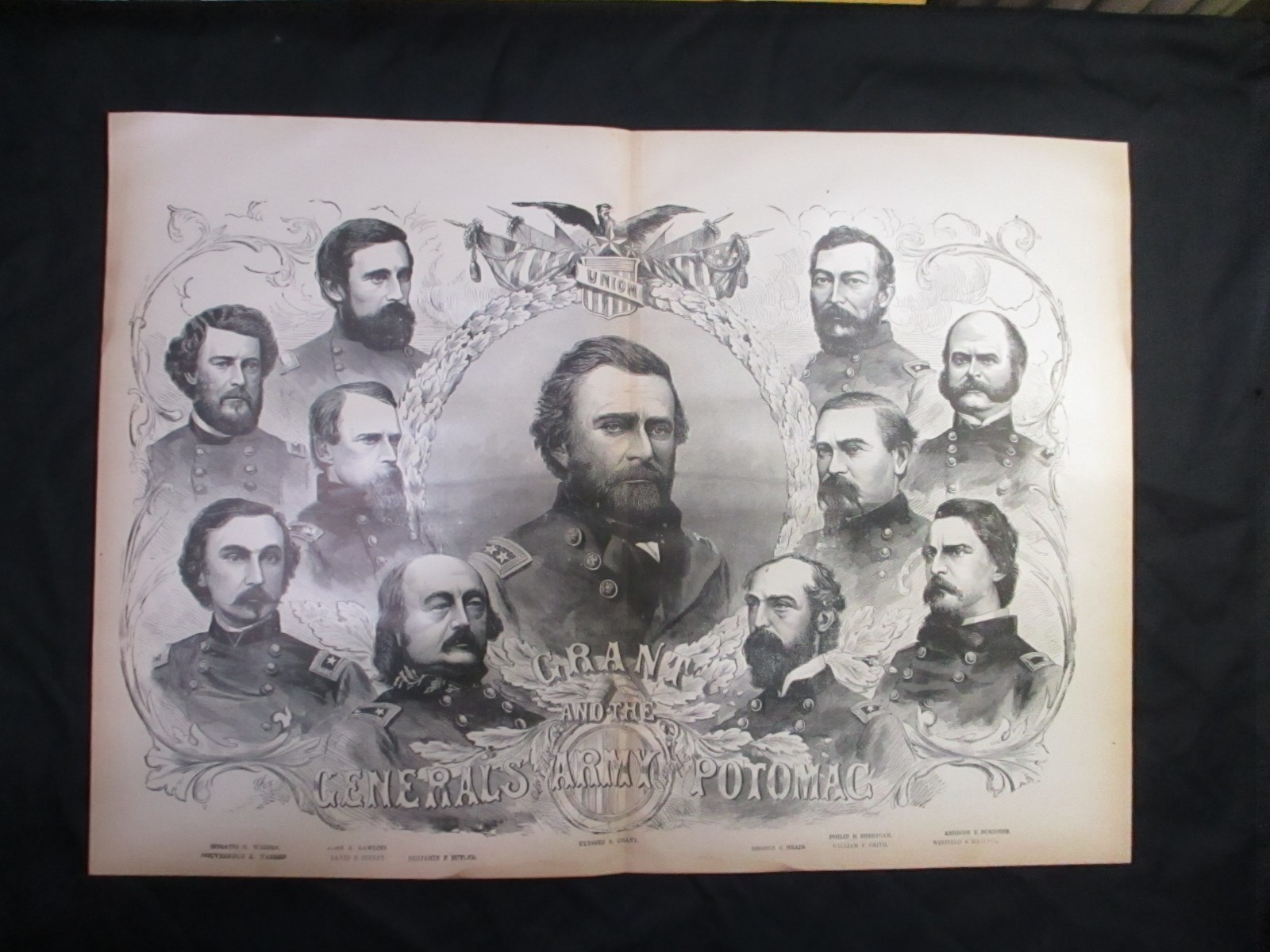 1885 Civil War Print - Grant & Generals of the Army Of The Potomac - LAST ONE 1885 Civil War Print - Grant & Generals of the Army Of The Potomac - LAST ONE