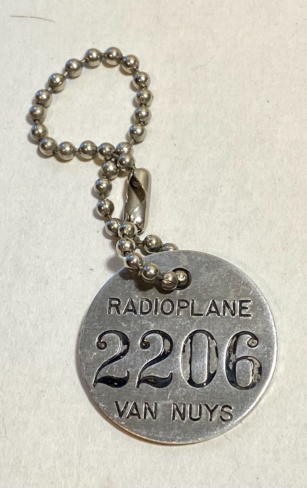 Vintage Mid Century Aviation Radioplane Van Nuys California ID Tag Keychain Vintage Mid Century Aviation Radioplane Van Nuys California ID Tag Keychain