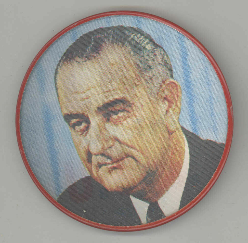 1964 LBJ FOR THE USA, Lyndon Johnson VERI-VUE FLASHER Political Campaign Pin 3" 1964 LBJ FOR THE USA, Lyndon Johnson VERI-VUE FLASHER Political Campaign Pin 3"