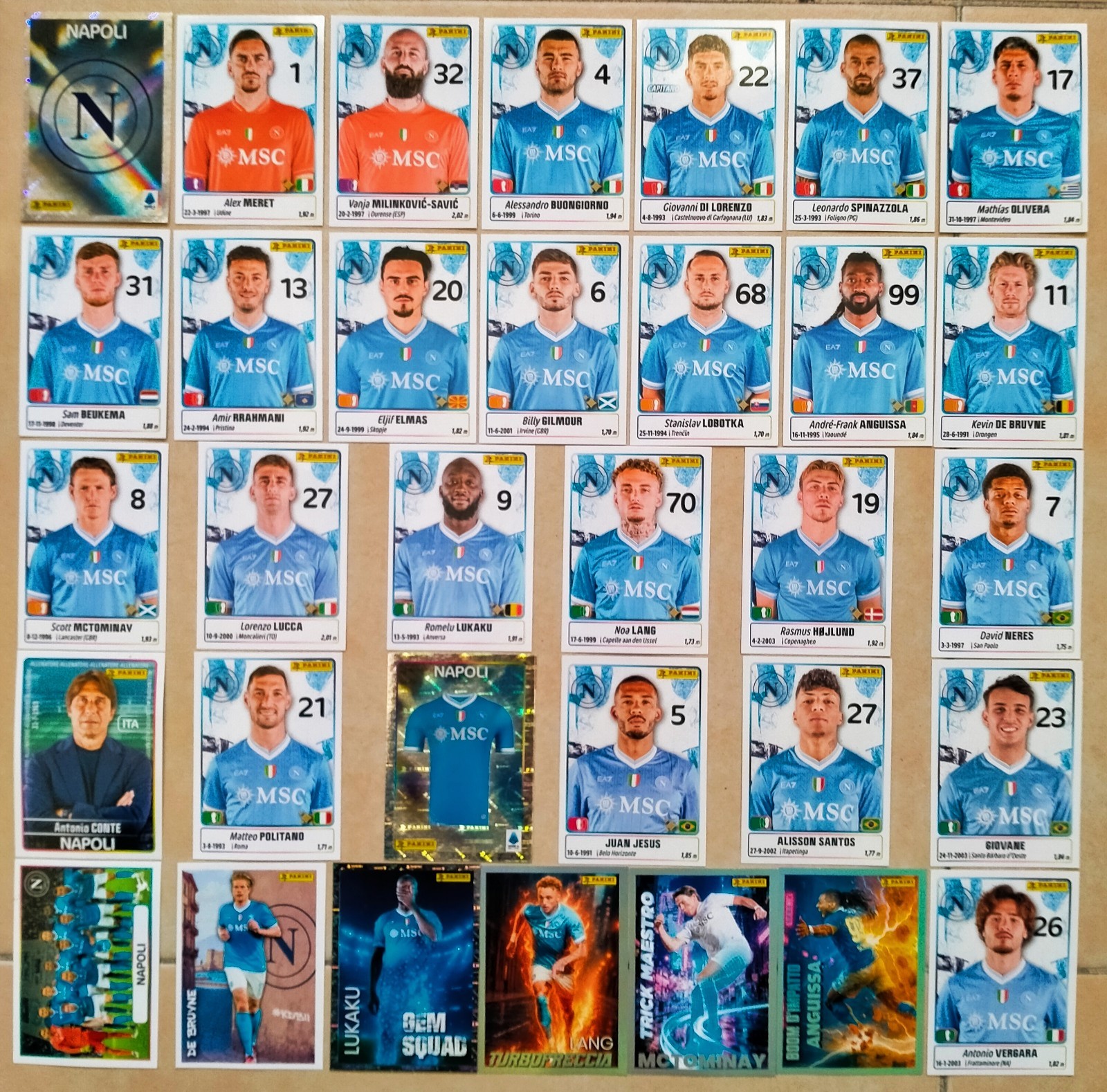 Panini Footballers 2025/26 - 33 Naples Stickers Complete Telematic Team Set Panini Footballers 2025/26 - 33 Naples Stickers Complete Telematic Team Set