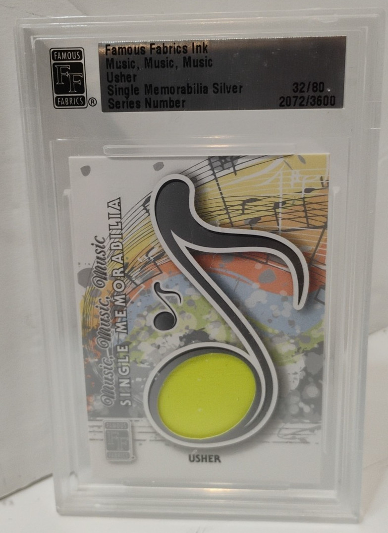 2012 Famous Fabrics Ink Music Memorabilia Usher 32/80 Trading Card Single Silver 2012 Famous Fabrics Ink Music Memorabilia Usher 32/80 Trading Card Single Silver