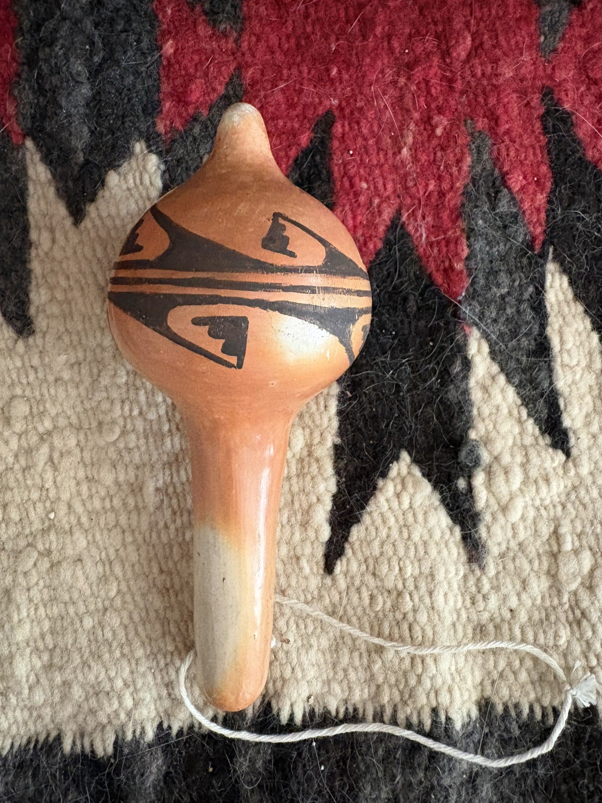 VTG Hopi Native American Yellowware Pottery Rattle Signed KS Rain Pattern VTG Hopi Native American Yellowware Pottery Rattle Signed KS Rain Pattern