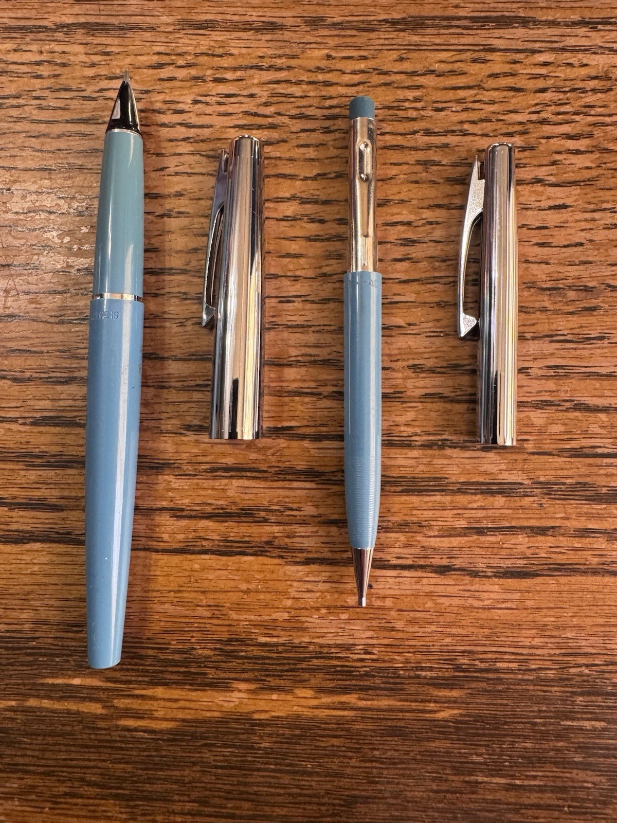 Vintage Sheaffer Blue Fountain Pen And Pencil Set In Box Vintage Sheaffer Blue Fountain Pen And Pencil Set In Box