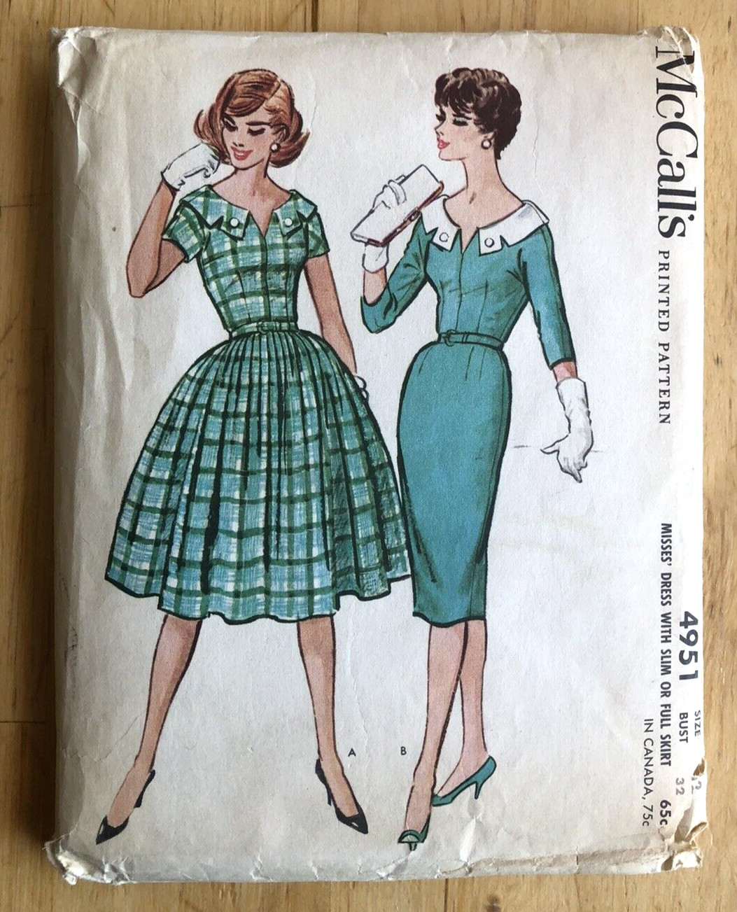 Vintage 1959 McCall's #4951 Dresses Pattern Size 12 Bust 32 NEW & UNCUT