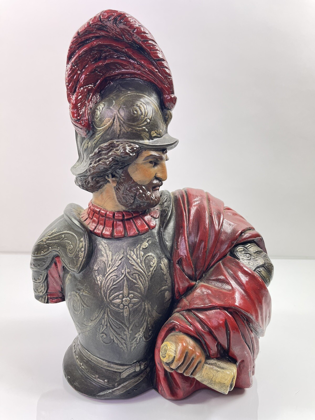 Vintage Spanish Conquistador Chalkware Bust  #429