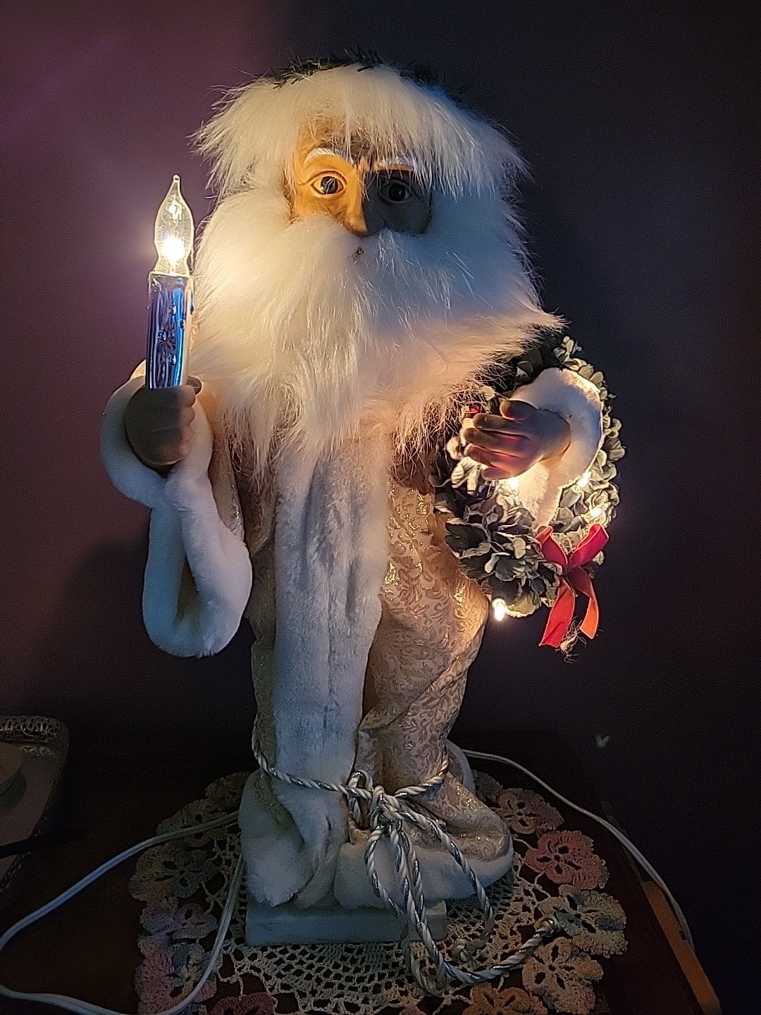 Vintage Telco Motion-ette Santa Wreath Christmas Figure Light-up Animated RARE 