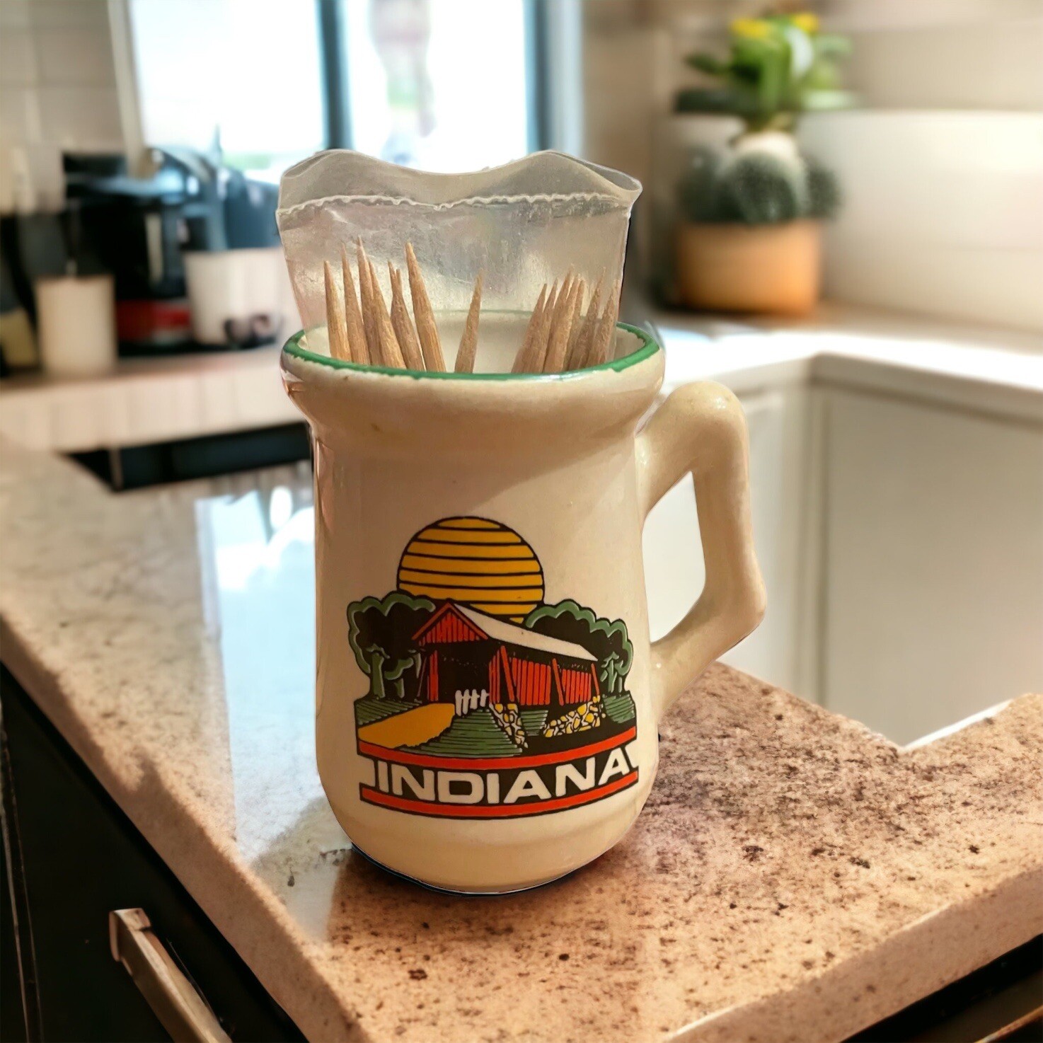 VTG Lipco Indiana Souvenir Tooth Pick Holder 3”Covered Bridge Collectible VTG Lipco Indiana Souvenir Tooth Pick Holder 3”Covered Bridge Collectible