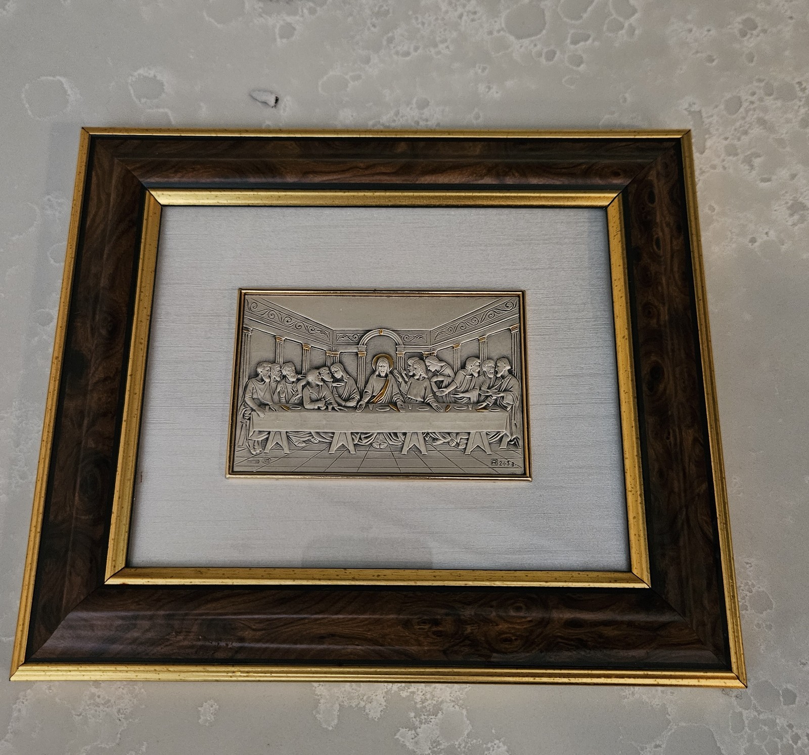 Vtg Jesus Christ The Last Supper 925 Silver Metal Relief Religious Art Frame Vtg Jesus Christ The Last Supper 925 Silver Metal Relief Religious Art Frame
