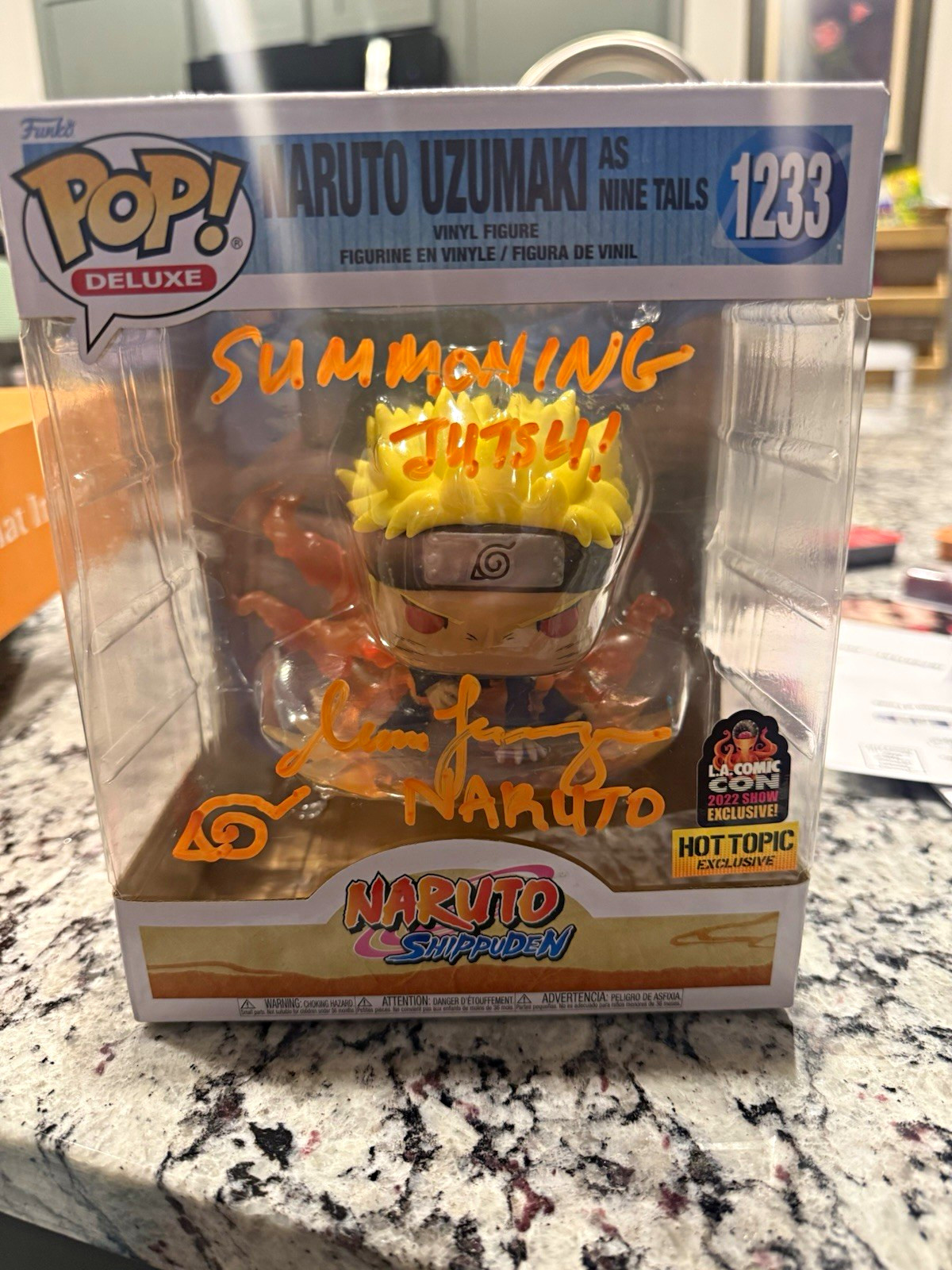 Funko Pop Deluxe Naruto Shippuden Naruto Uzumaki Nine Tails #1233 Signed