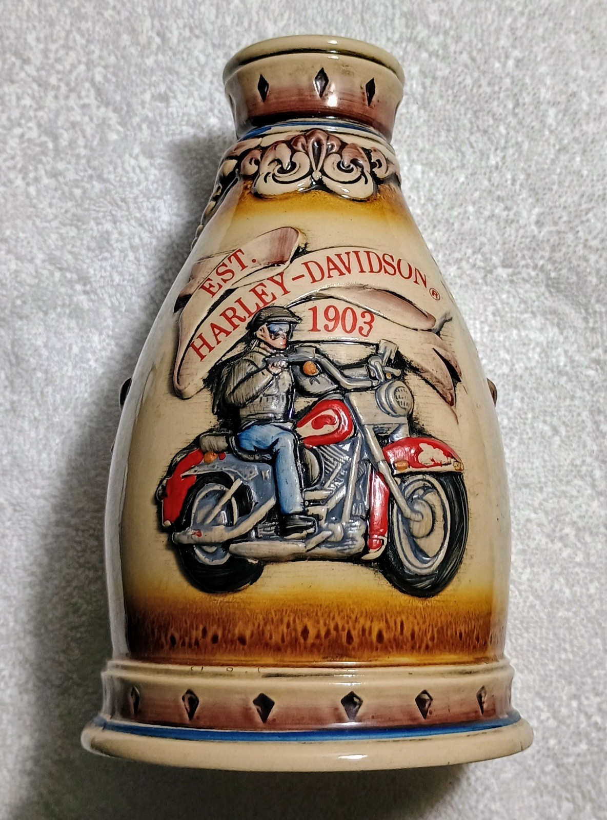 Harley Davidson 1991 Handpainted Decanter Eagle NO 101 Beyer Germany Harley Davidson 1991 Handpainted Decanter Eagle NO 101 Beyer Germany