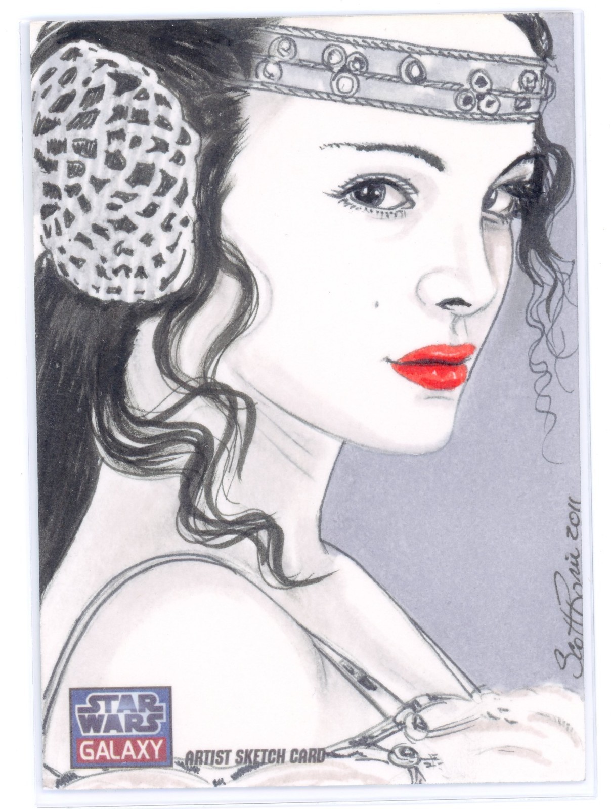 2012 Topps Star Wars Galaxy 7 Scott Rorie Padme Artist Sketch Card 1/1 2012 Topps Star Wars Galaxy 7 Scott Rorie Padme Artist Sketch Card 1/1