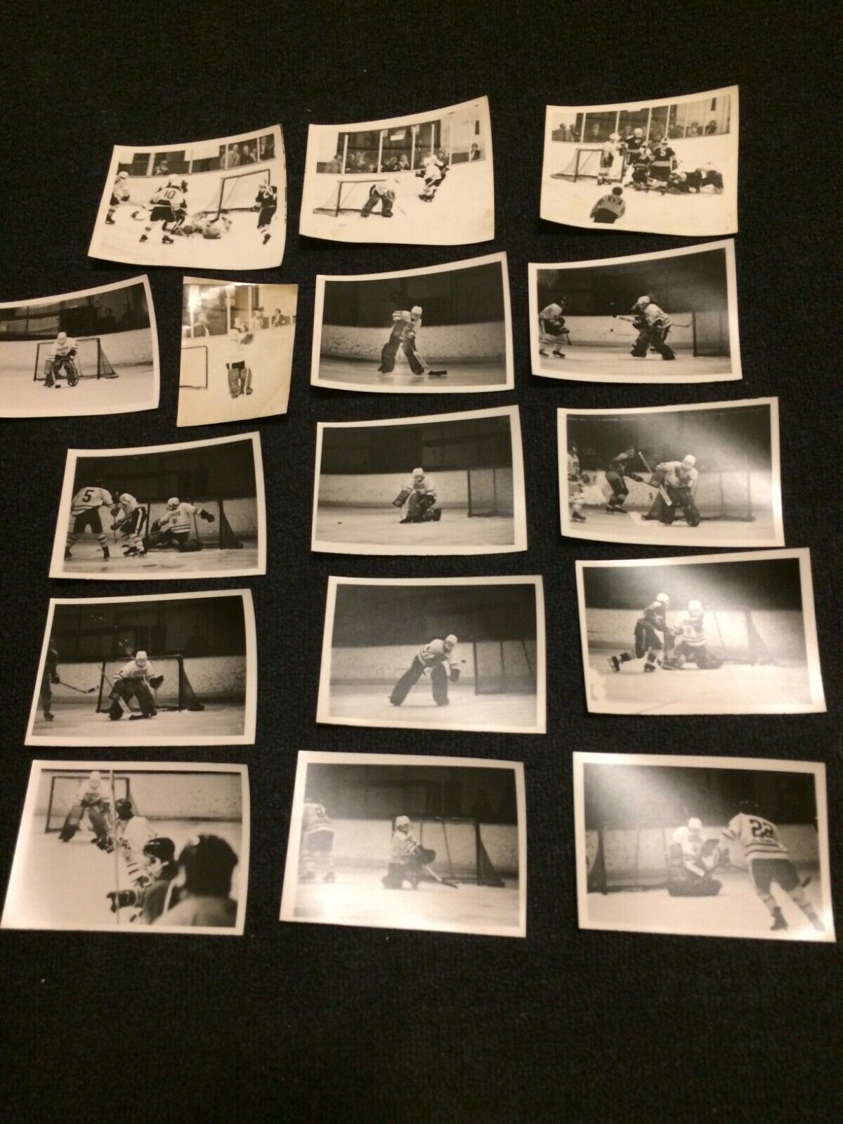 x16 Found Photo Lot B+W White Border 1960s Hockey Vintage 