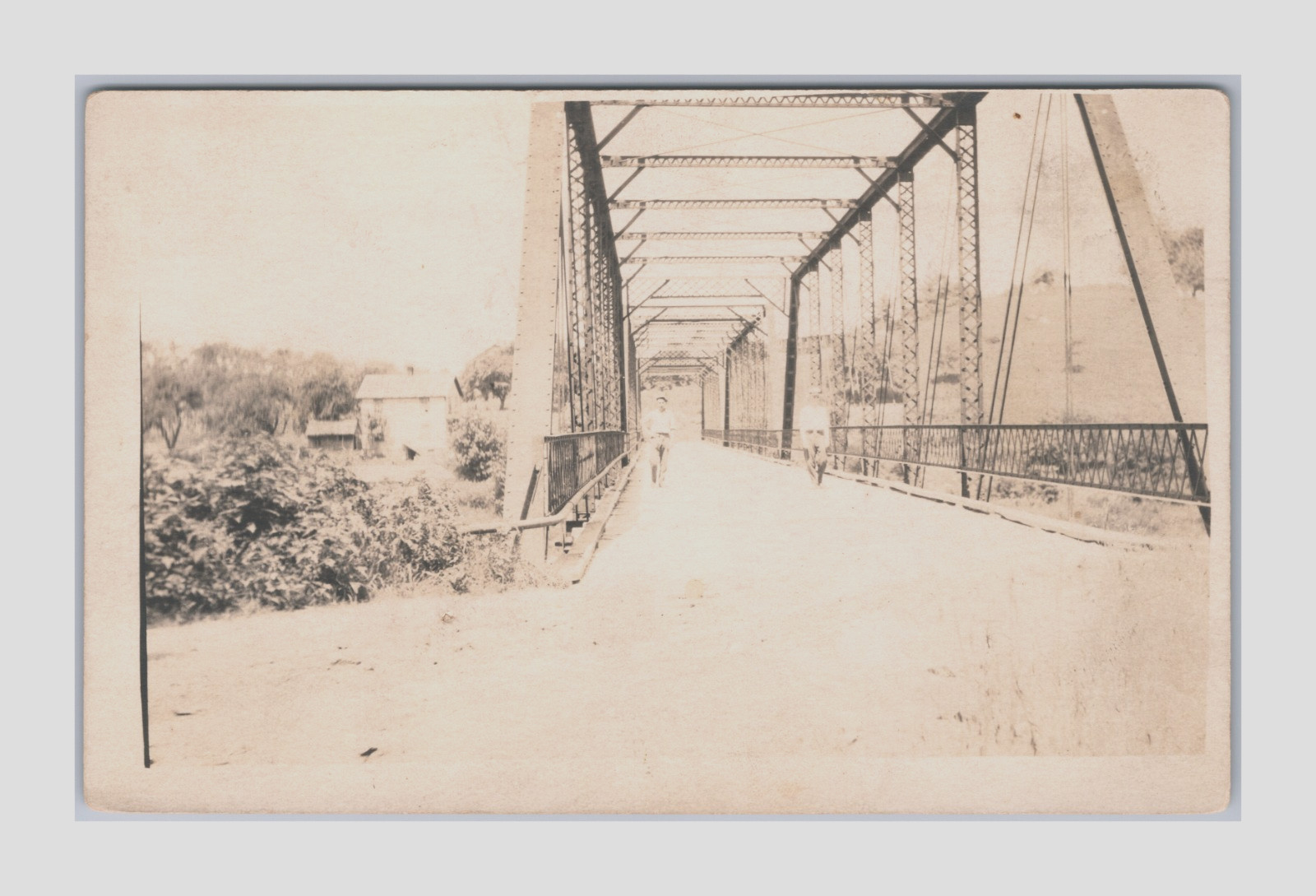 Antique RPPC Trestle Bridge Standing Posed 2 Men Miss Nora Cope c.1911 Antique RPPC Trestle Bridge Standing Posed 2 Men Miss Nora Cope c.1911