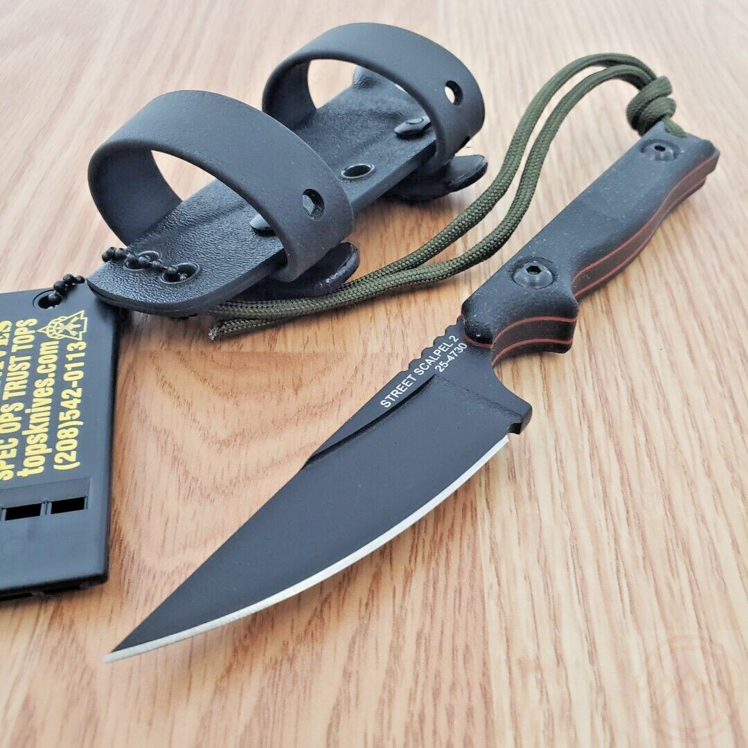 TOPS Street Scalpel 2 Fixed Knife 3.13" 1095HC Steel Full Blade Micarta Handle