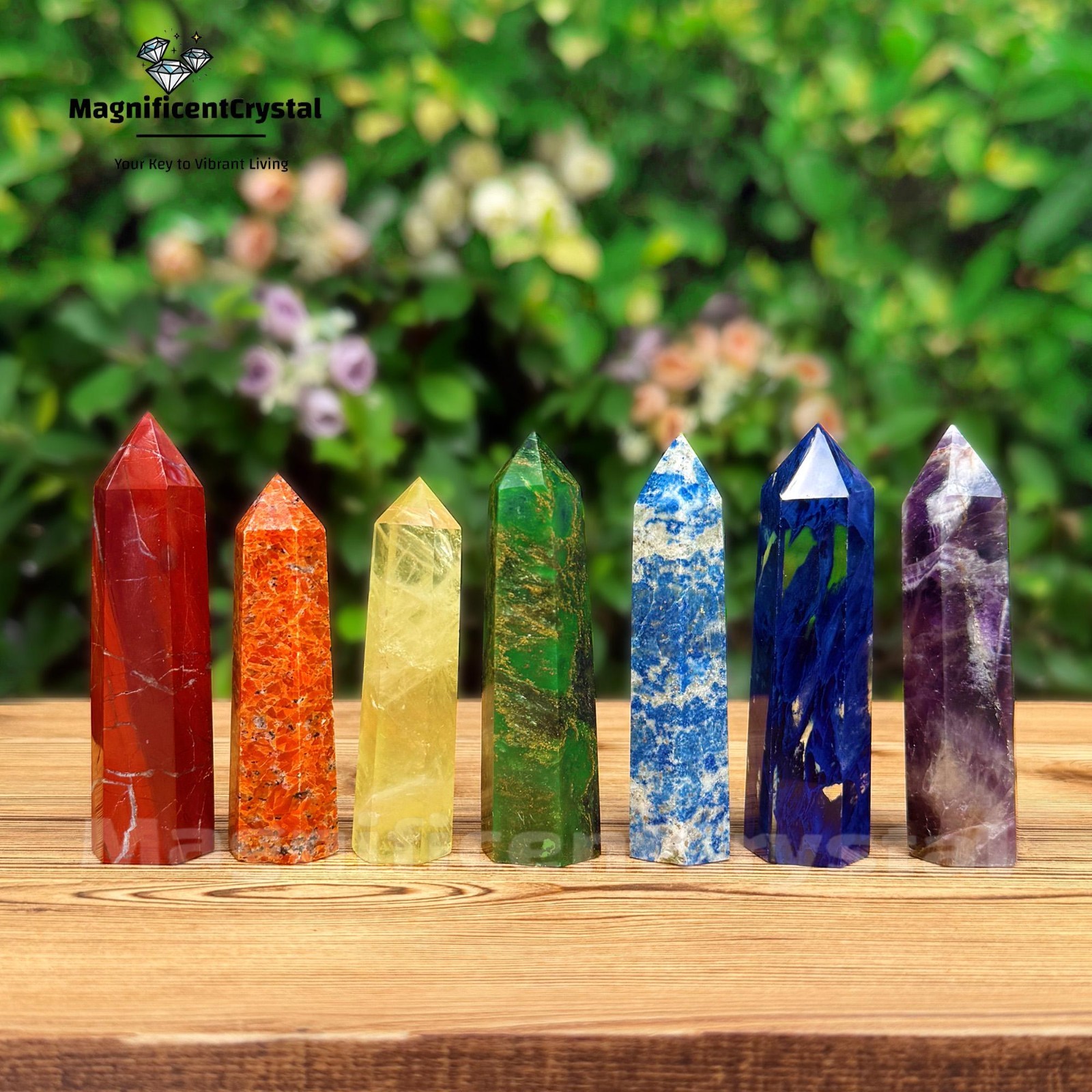 7PCS Genuine 7 Chakras Crystal Tower Point Rainbow Spiritual Reiki Obelisk Wands 7PCS Genuine 7 Chakras Crystal Tower Point Rainbow Spiritual Reiki Obelisk Wands