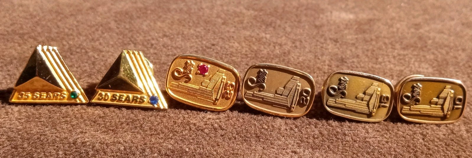Vintage Sears Roebuck Employee Service Pin Lot, 10-35 Years, 10K GF Vintage Sears Roebuck Employee Service Pin Lot, 10-35 Years, 10K GF