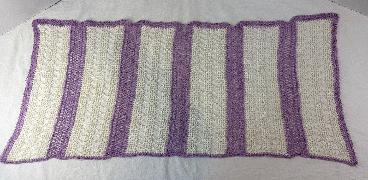 4 VTG Handcrafted Crocheted Doily Set Lavender & White Cottage Core 4 VTG Handcrafted Crocheted Doily Set Lavender & White Cottage Core