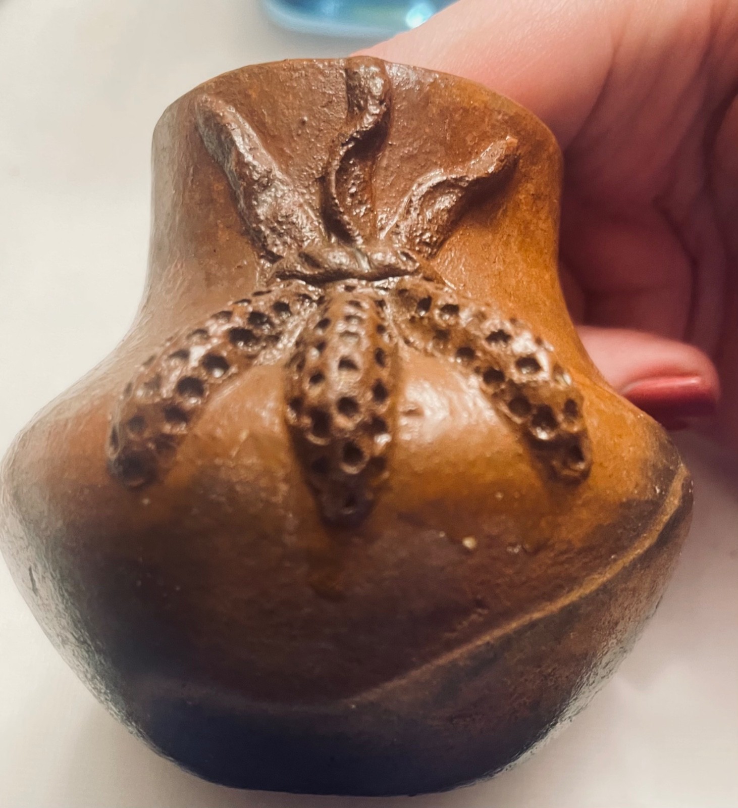 Authentic Navajo Brownware Art Pottery Vessel - Signed LHB - Corn Motif Authentic Navajo Brownware Art Pottery Vessel - Signed LHB - Corn Motif