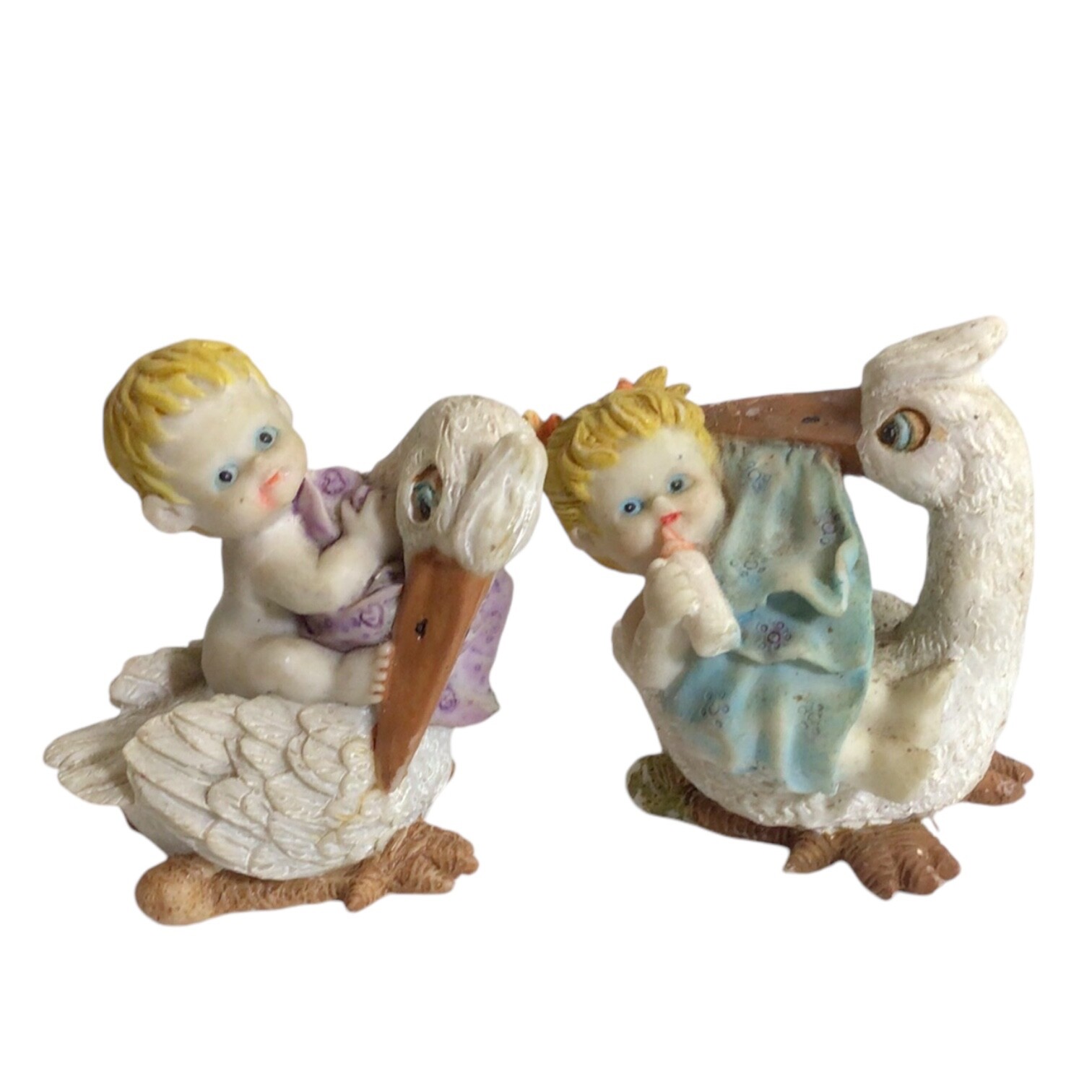Stork With Baby Resin Figurines