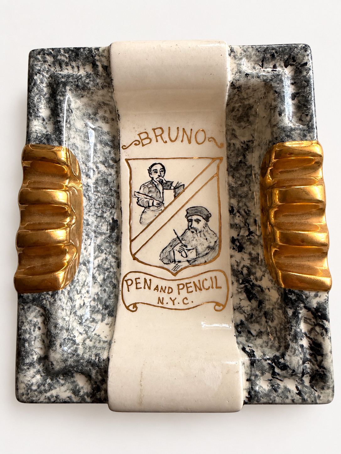 RARE Vintage Mid Century Bruno’s Pen & Pencil NYC Ashtray Signed E. Stocco