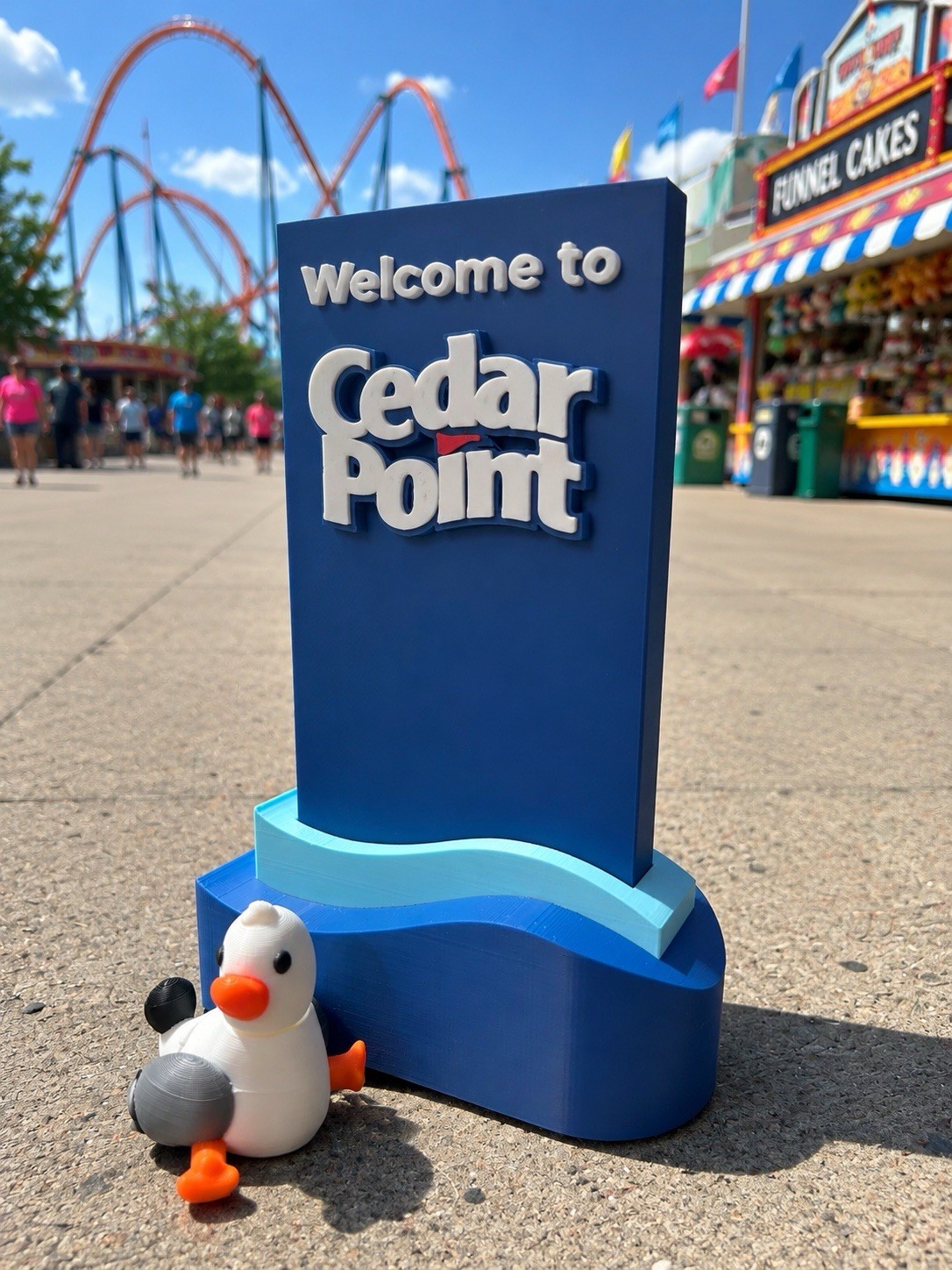 Welcome to Cedar Point Souvenir Figurine Display Sign w/ Seagull - 3D Printed Welcome to Cedar Point Souvenir Figurine Display Sign w/ Seagull - 3D Printed