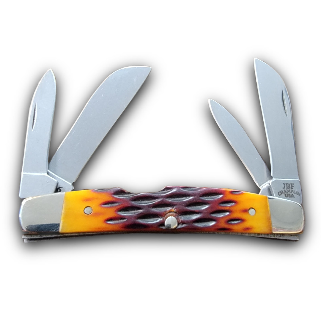 J.B.F. CHAMPLIN CUTLERY KNIVES USA 2026 VINTAGE AMBER JIGGED BONE CONGRESS KNIFE J.B.F. CHAMPLIN CUTLERY KNIVES USA 2026 VINTAGE AMBER JIGGED BONE CONGRESS KNIFE