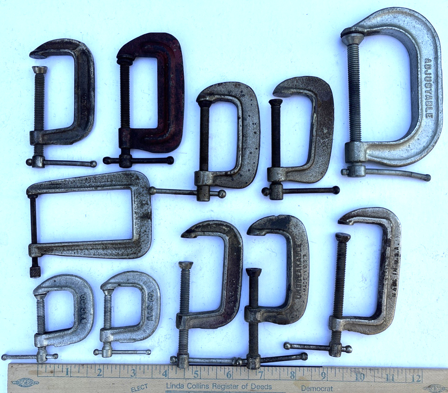 Vintage Lot of 10 Adjustable C Clamps - Made in USA Vintage Lot of 10 Adjustable C Clamps - Made in USA